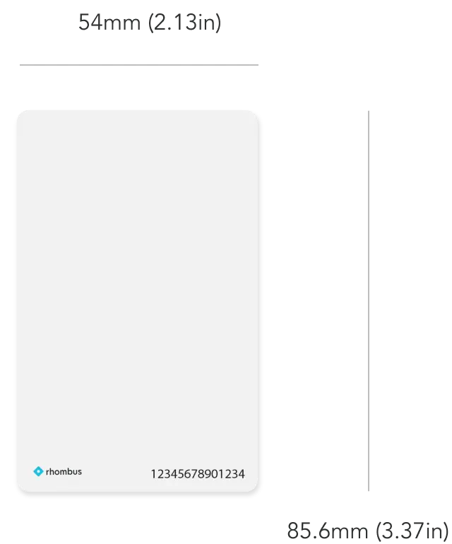 Secure Card with dimensions