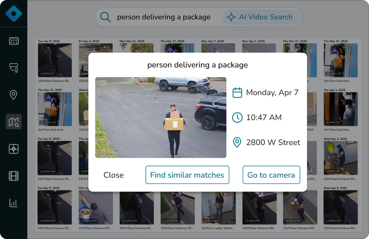 video scrubber showing unusual behavior detected at a pharmacy