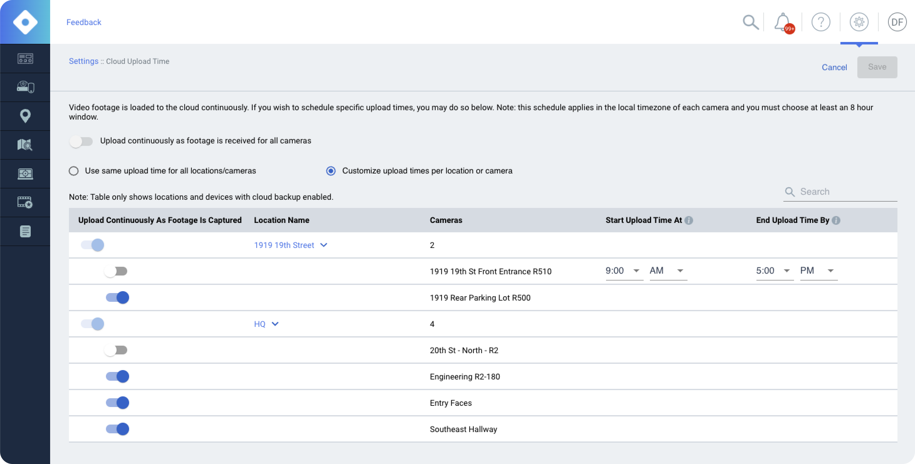  Set cloud archiving schedules 