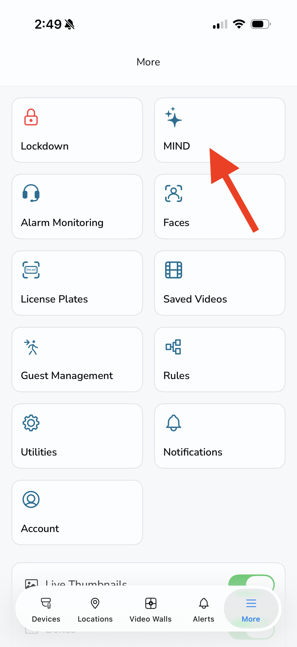 Rhombus MIND in the console mobile app