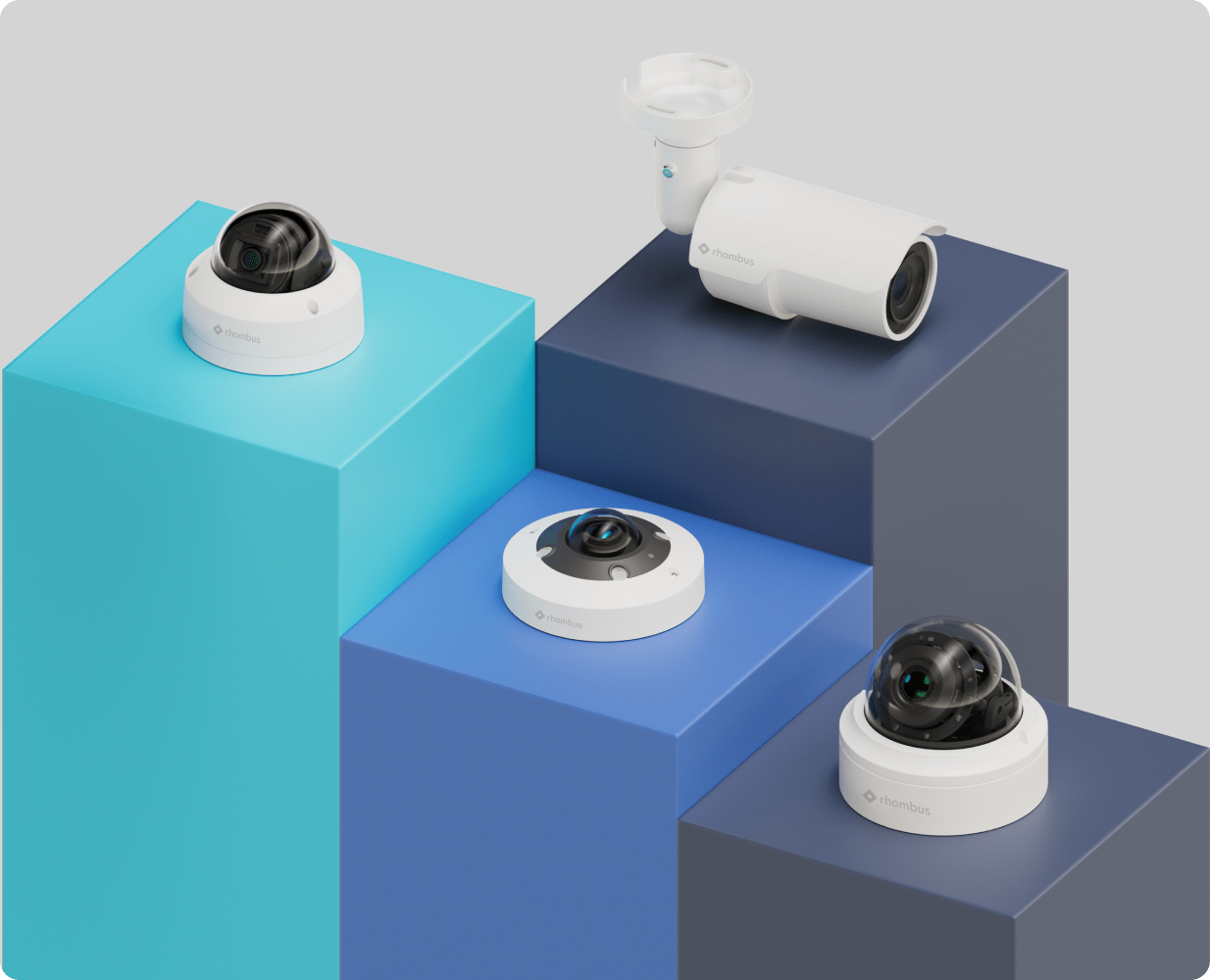 Rhombus cameras on podiums