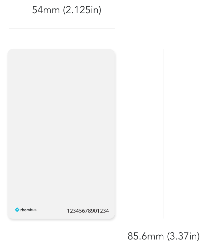 Secure Card with dimensions